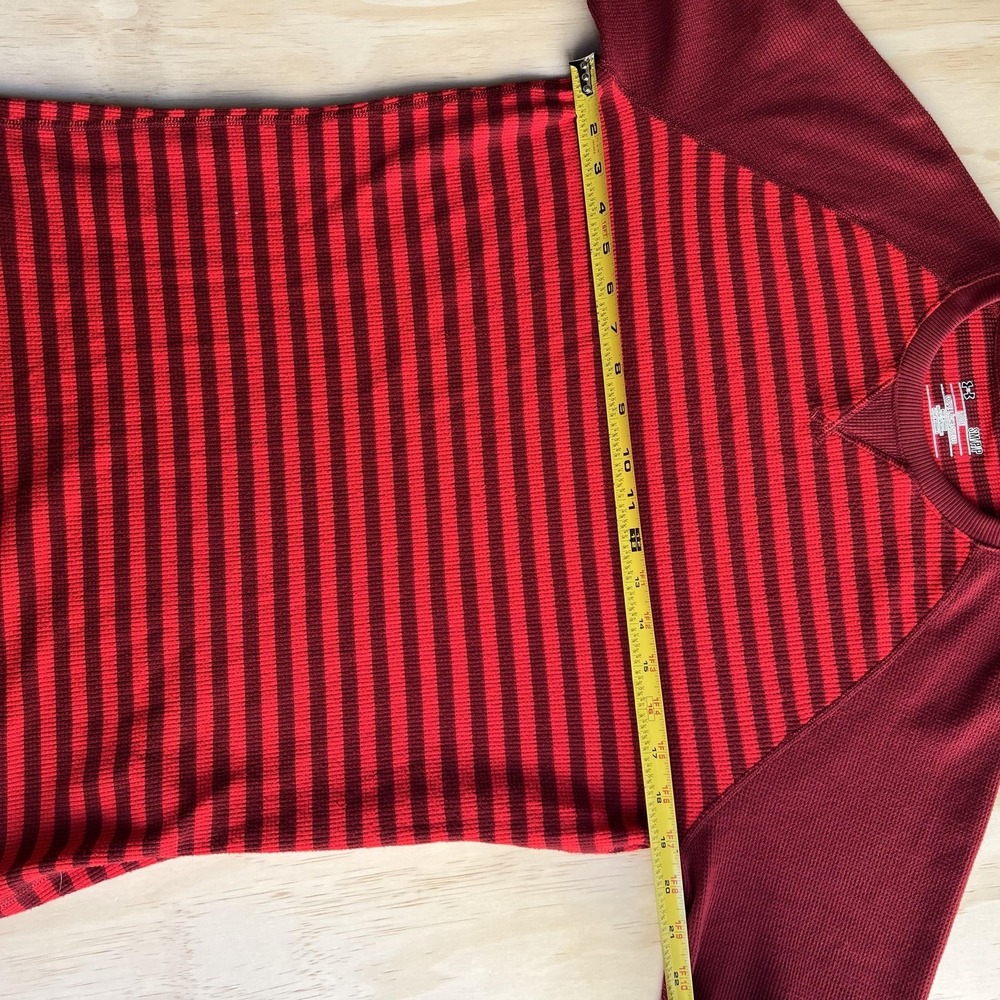 Under Armour Shirt Mens Small Red Striped Waffle Knit Long Sleeve Loose Fit - Picture 6 of 8